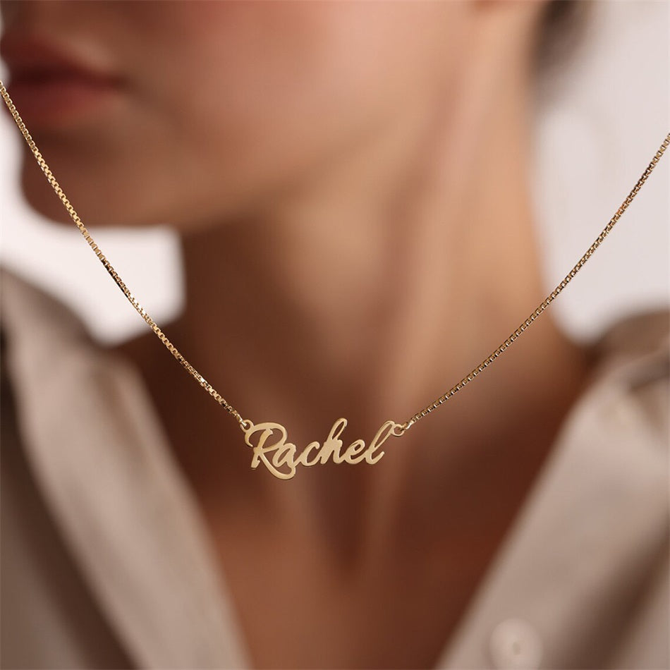 eMancoNEW Personalised Stainless Steel Jewelry Gold Custom Name Plates Necklace